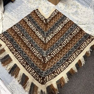Vintage funky poncho alpaca wool